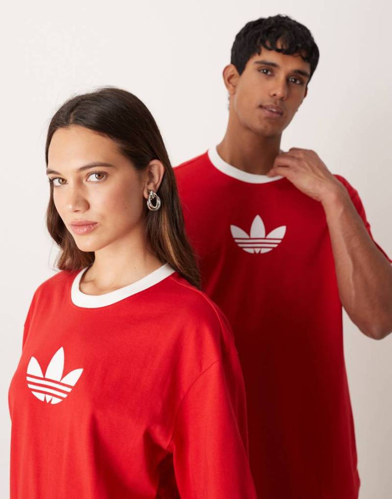 adidas Originals - Centre Trefoil - Oversize-T-Shirt in Rot mit mittigem Dreiblatt-Logo von adidas Originals