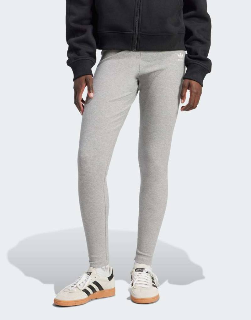 adidas Originals - Essentials - Leggings in meliertem Grau mit hohem Bund von adidas Originals