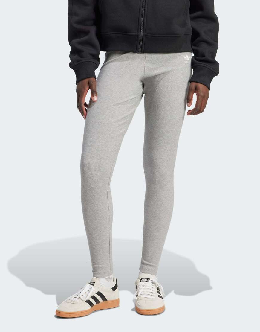 adidas Originals - Essentials - Leggings in meliertem Grau mit hohem Bund von adidas Originals