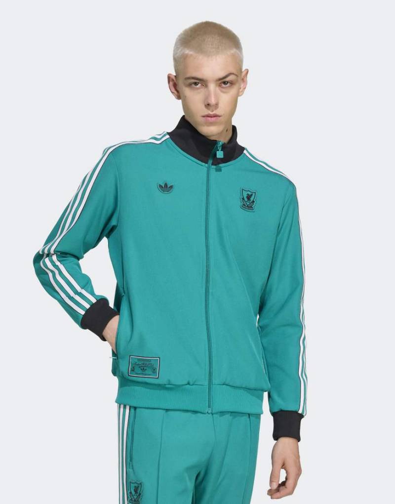 adidas Originals - FC Liverpool Terrace Icons - Trainingsoberteil in Meergrün von adidas Originals