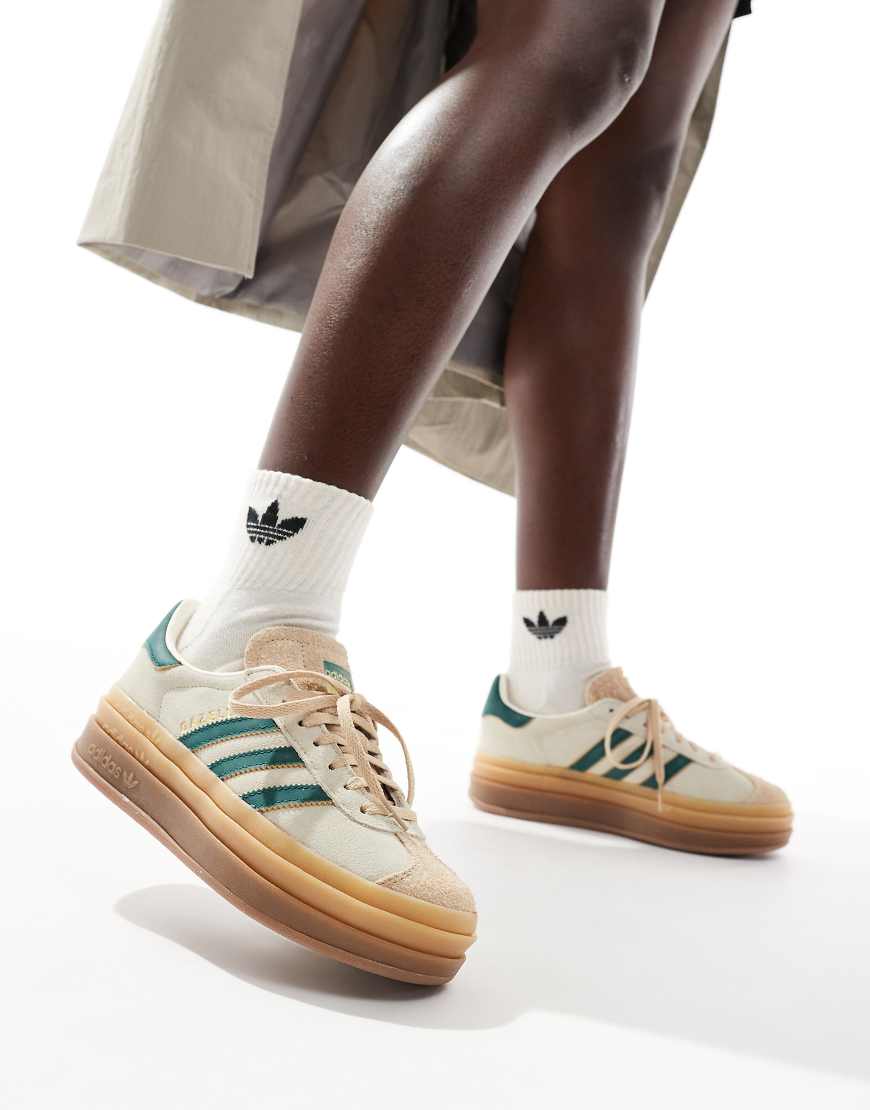 adidas Originals - Gazelle Bold - Sneaker in Creme und Grün mit Plateau-Gummisohle-Weiß adidas Originals - Gazelle Bold - Sneaker in Creme und Grün mit Plateau-Gummisohle-Weiß von adidas Originals