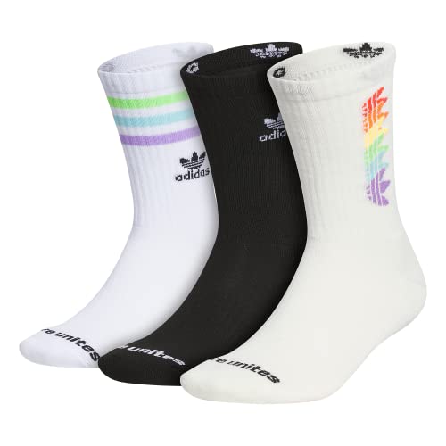 adidas Originals Gemischte Grafik-Socken, gepolstert, 3 Paar, Pride/Offwhite/Schwarz/Weiß, Large von adidas Originals