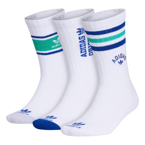 adidas Originals Gepolsterte Herren-Socken, gemischte Grafiken, 3 Paar, White/Team Royal Blue/Court Green, Large von adidas Originals