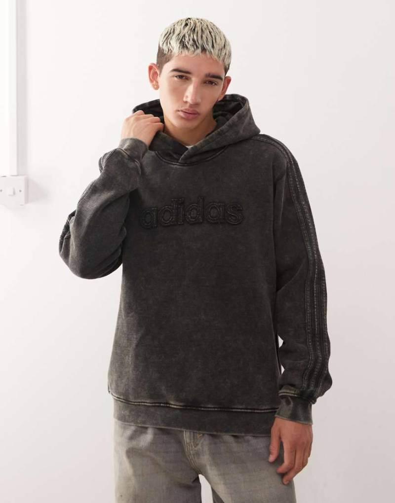 adidas Originals - Gewaschener Kapuzenpullover in Schwarz von adidas Originals