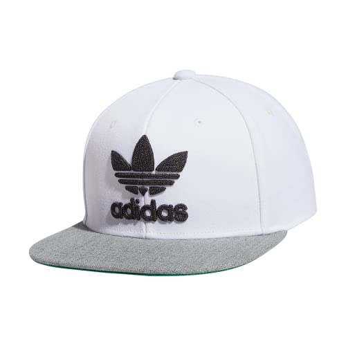 adidas Originals Herren Trefoil Chain Flatbrim Snapback Cap, White/Heather Grey/Grey Six, One Size, Weiß, Einheitsgröße von adidas Originals