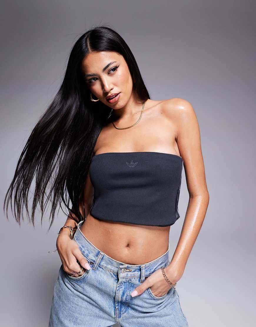 adidas Originals - Hyper Femme - Trägerloses Oberteil in Anthrazit-Grau von adidas Originals