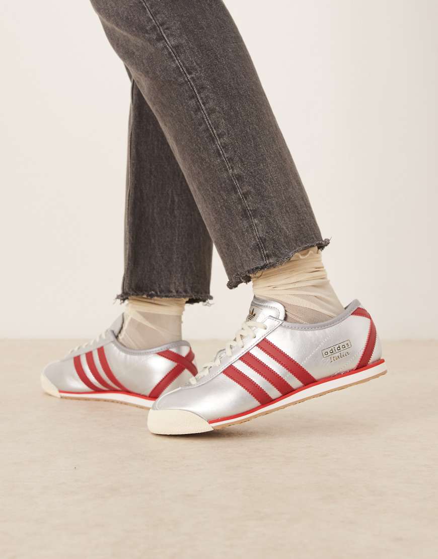 adidas Originals - Italia - Sneaker in Metallic-Silber und Rot von adidas Originals