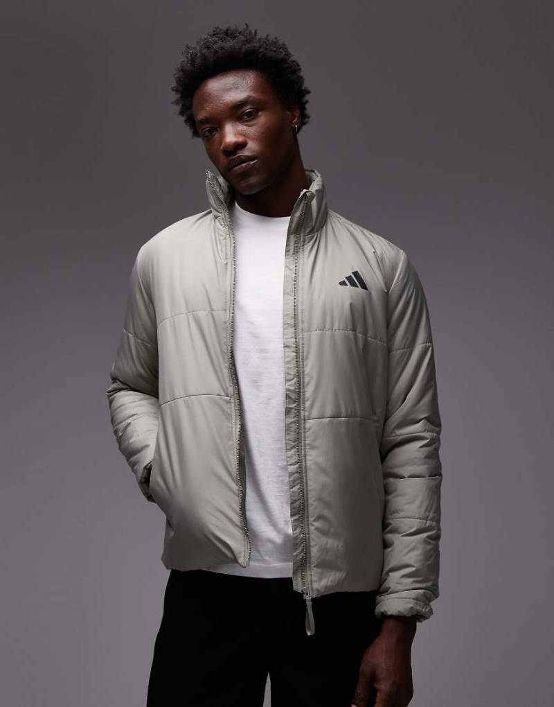 adidas Originals - Jacke in Grau mit 3 Streifen-Grün von adidas Originals