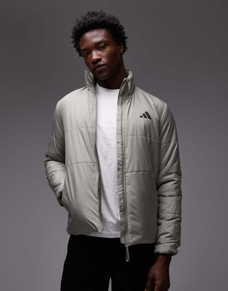 adidas Originals - Jacke in Grau mit 3 Streifen-Grün von adidas Originals
