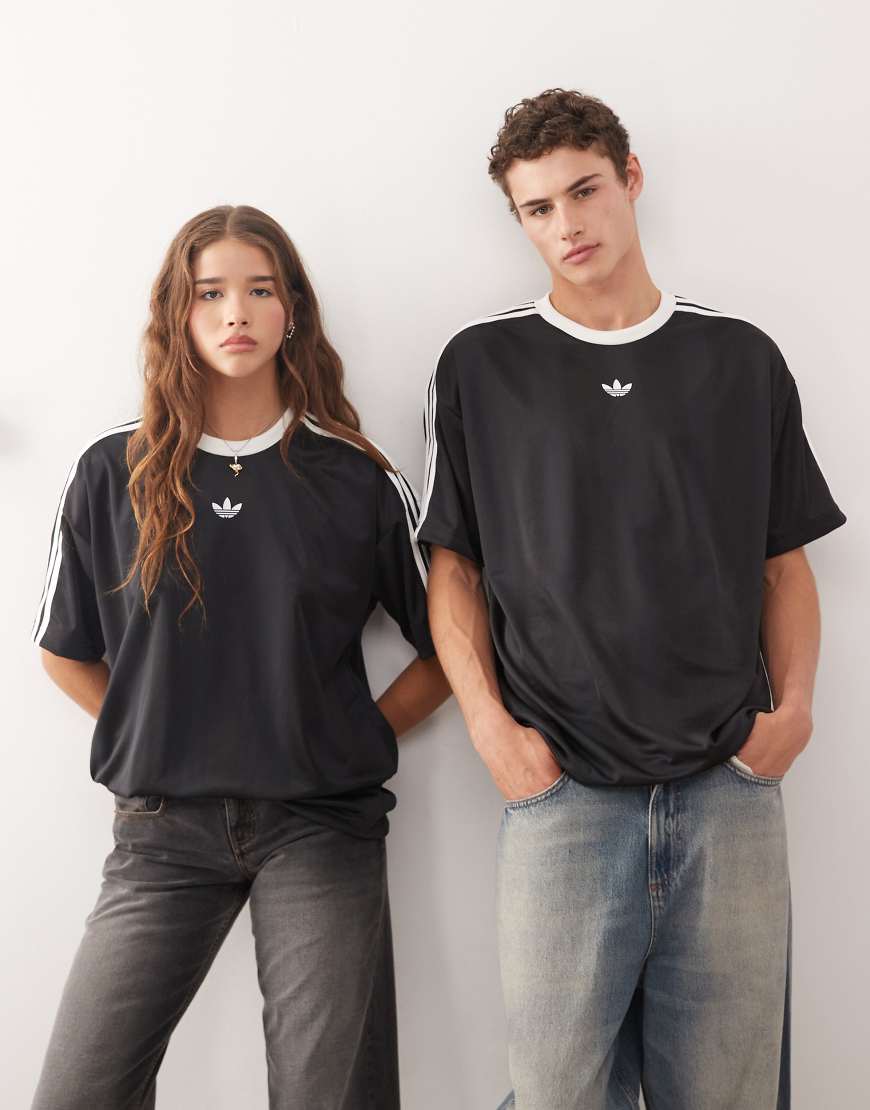 adidas Originals - Jacquard-Trikot in Schwarz und Weiß mit Dreiblatt-Logo von adidas Originals