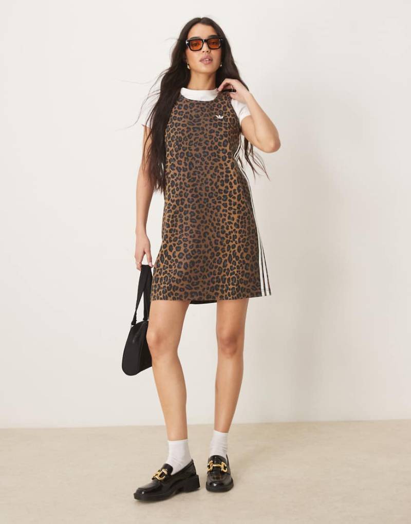 adidas Originals - Kleid aus Denim mit Leopardenmuster-Bunt von adidas Originals