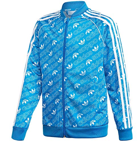 adidas Originals Jungen Trefoil Monogramm Superstar Tracktop, Blue Bird/White, Large von adidas Originals