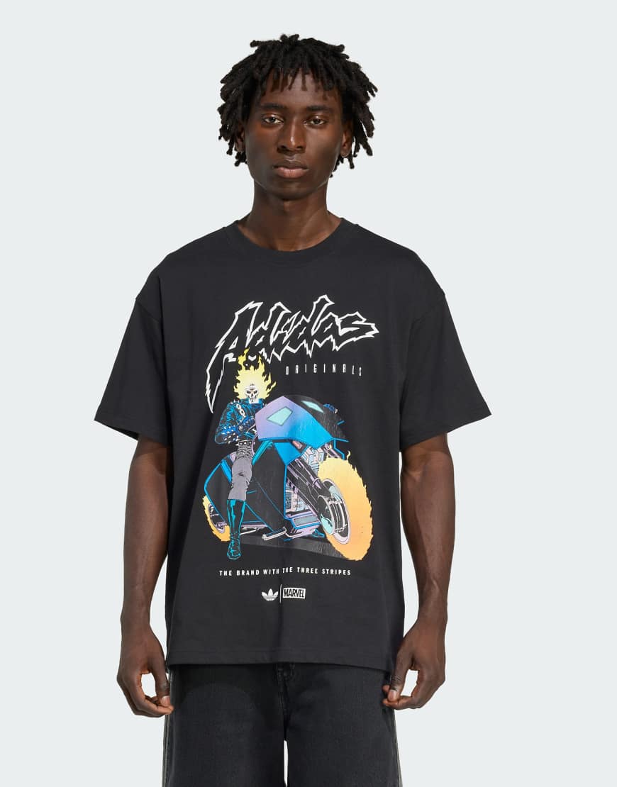 adidas Originals - Marvel Ghost Rider - Oversize-T-Shirt in Schwarz für Herren von adidas Originals