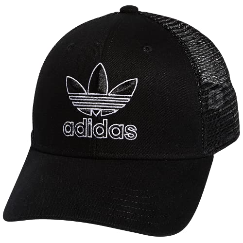 adidas Originals Men's Icon Trucker Structured Precurve Snapback Cap, Black/Black/White, One Size von adidas Originals