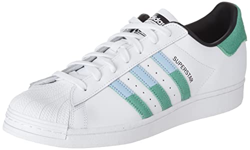 adidas Originals Men's Superstar Discontinued Sneaker, White/Semi Screaming Green/Blue Dawn, 46 EU von adidas Originals