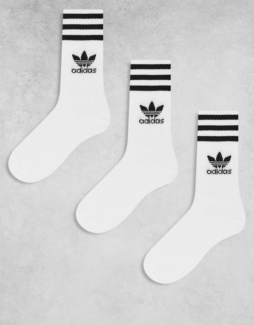 adidas Originals - Mittelhohe Socken in Weiß im 3er-Pack von adidas Originals