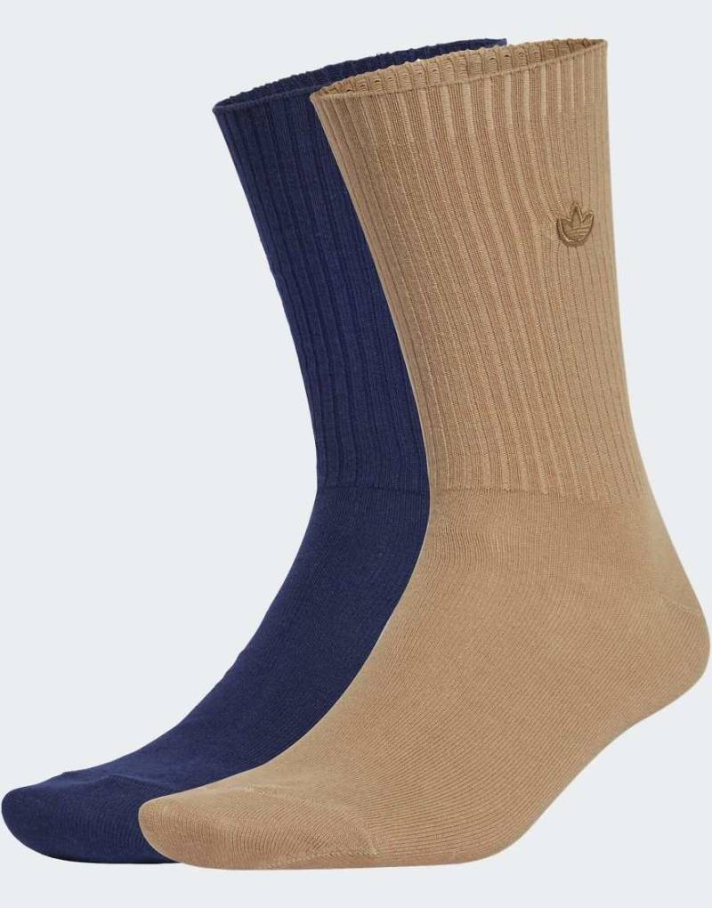 adidas Originals - Premium Essentials - 2er-Pack Crew-Socken in Cardboard / Night Indigo-Braun von adidas Originals