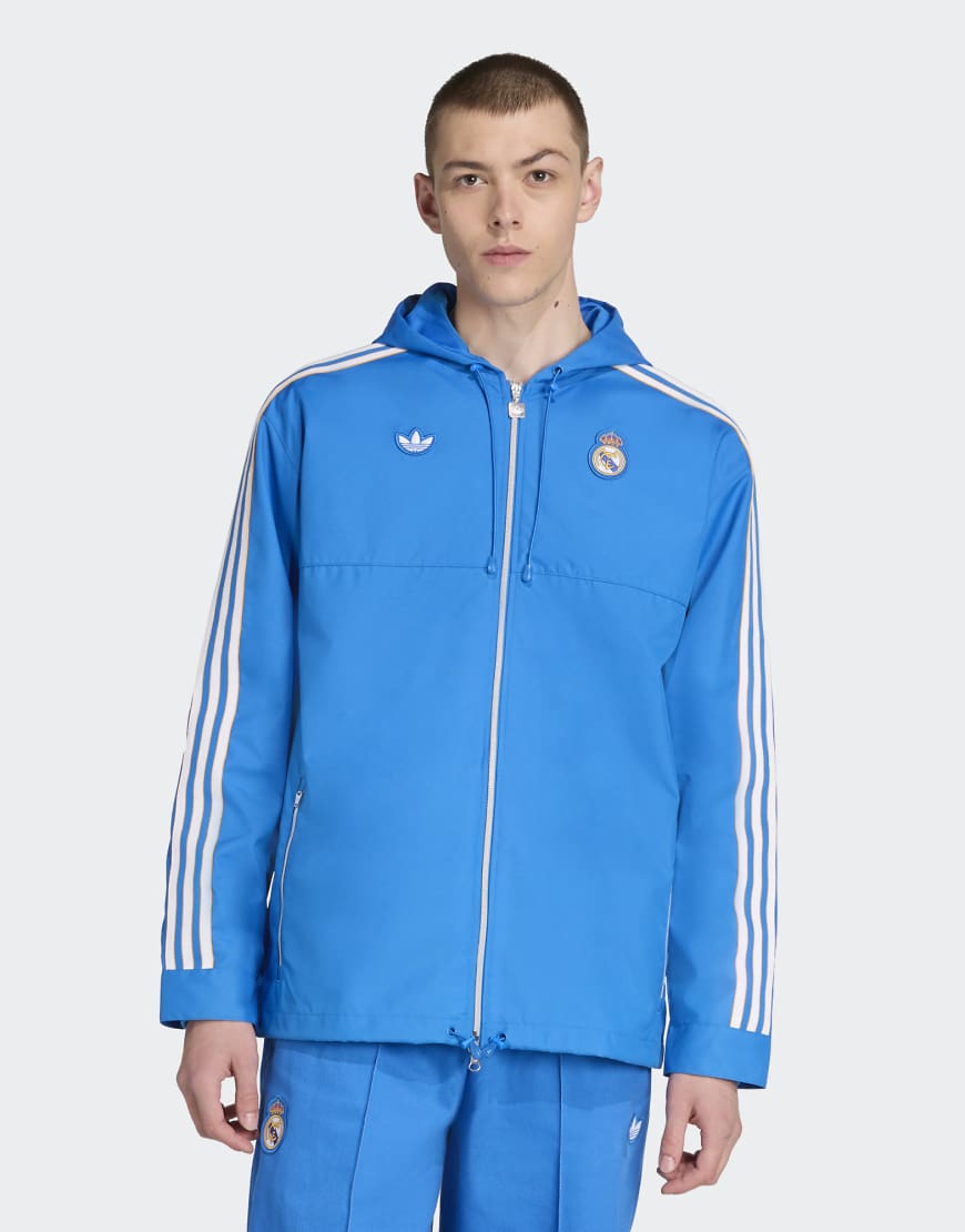 adidas Originals - Real Madrid Terrace Icons - Parka in Blue Bird/Weiß-Blau adidas Originals - Real Madrid Terrace Icons - Parka in Blue Bird/Weiß-Blau von adidas Originals