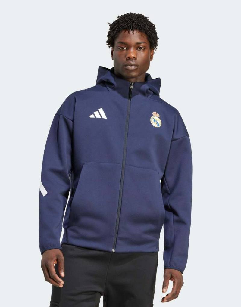 adidas Originals - Real Madrid adidas Z. N.E. Anthem-Jacke in Legend Ink-Schwarz von adidas Originals