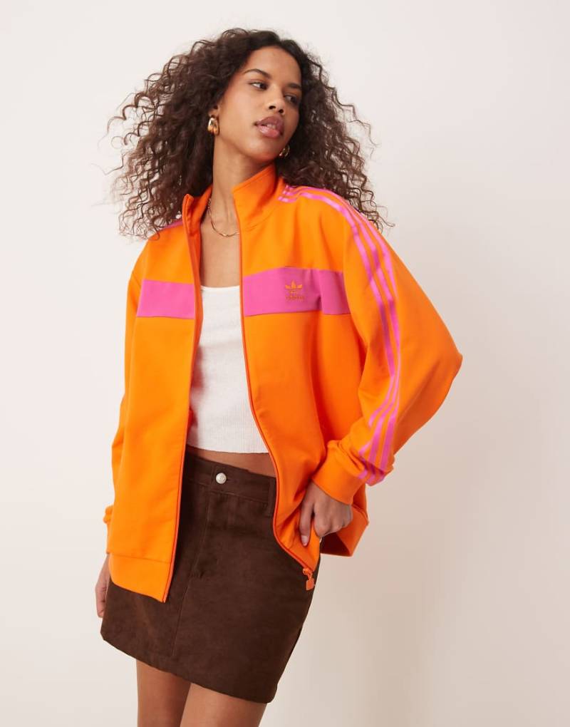 adidas Originals - Retro-Trainingsjacke in Orange und Rosa von adidas Originals