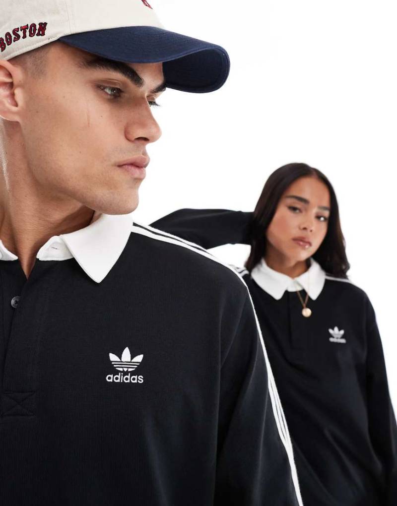 adidas Originals - Rugby-Poloshirt in Schwarz von adidas Originals