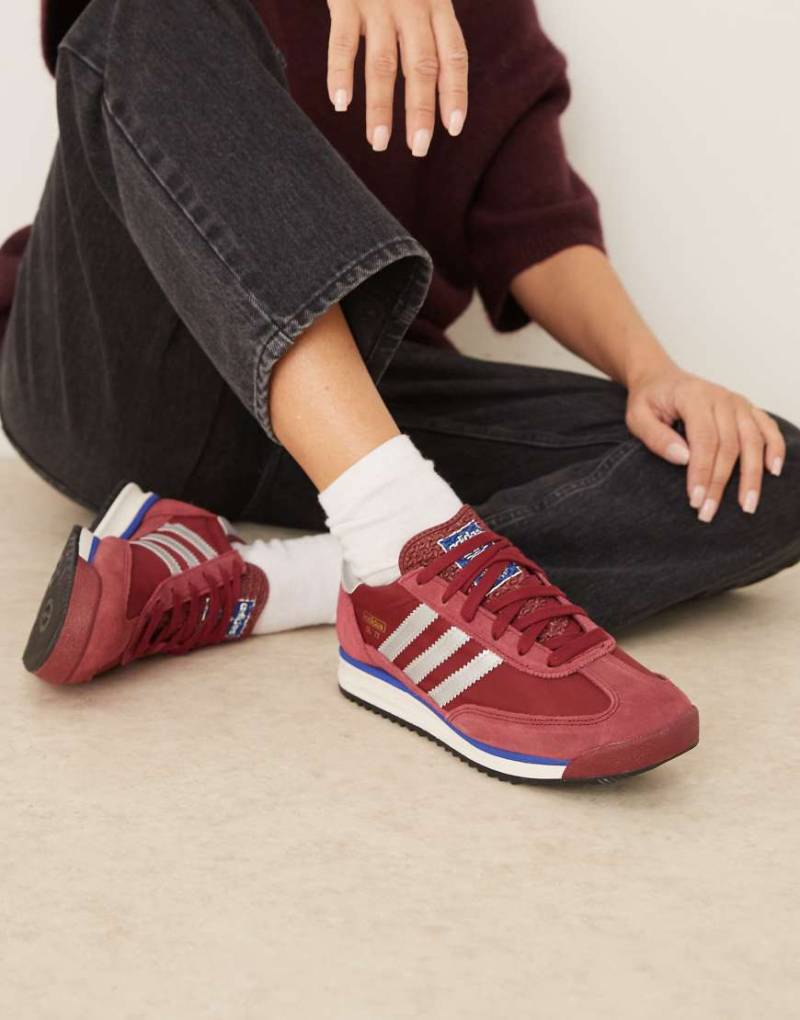 adidas Originals - SL 72 RS - Sneaker in Kastanienbraun und Metallic-Silber-Rot von adidas Originals