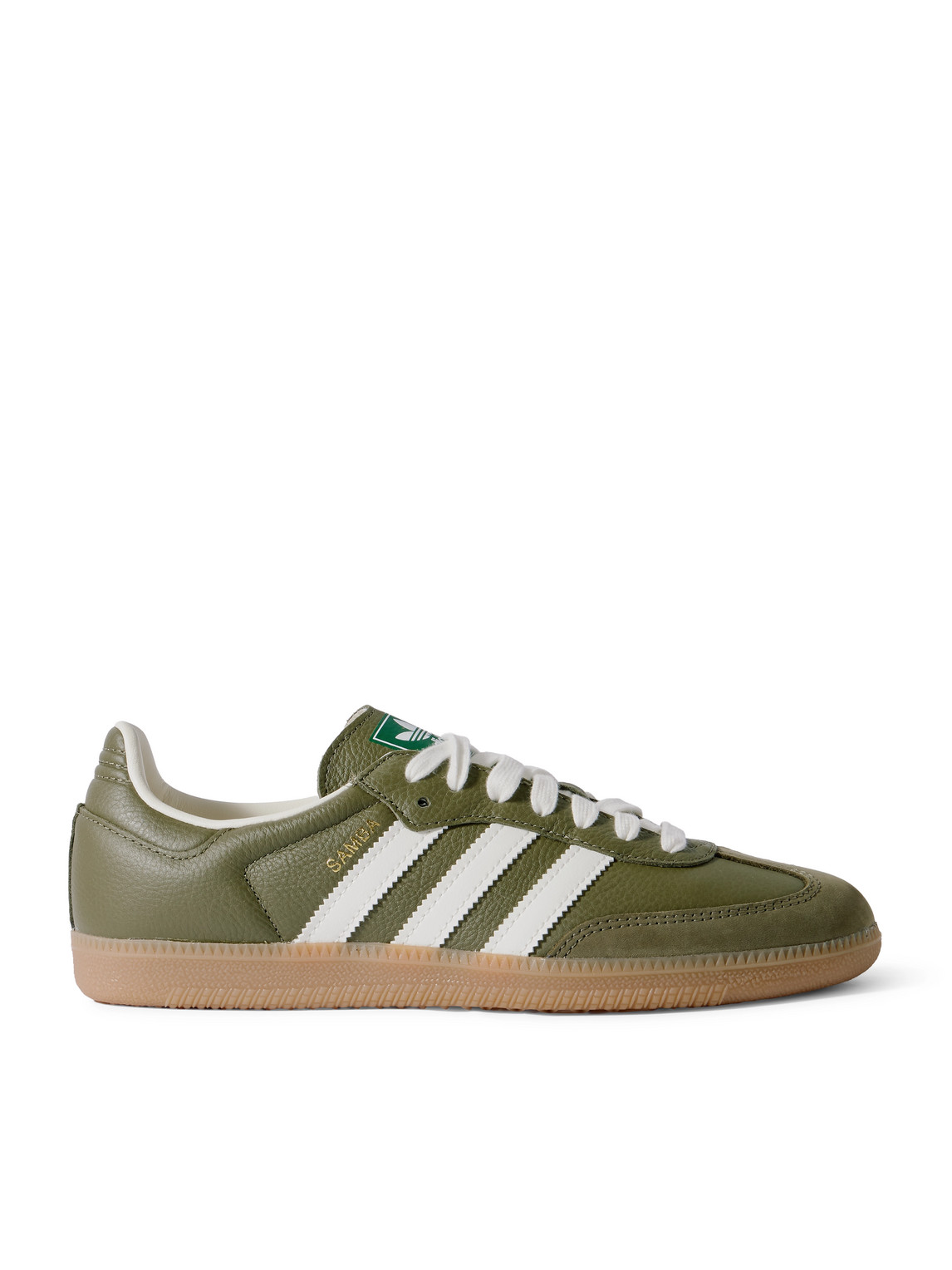 adidas Originals - Samba OG Nubuck-Trimmed Full-Grain Leather Sneakers - Men - Green - UK 7 von adidas Originals