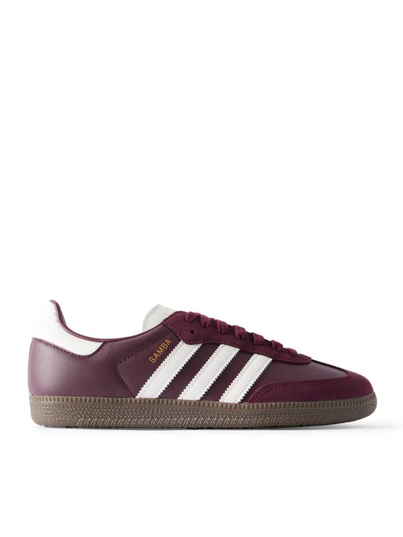 adidas Originals - Samba OG Nubuck-Trimmed Leather Sneakers - Men - Burgundy - UK 11 von adidas Originals
