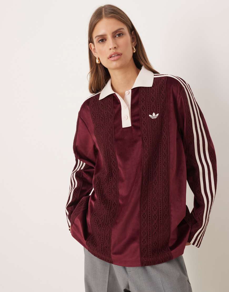 adidas Originals - Strick-Poloshirt in Burgunderrot adidas Originals - Strick-Poloshirt in Burgunderrot von adidas Originals