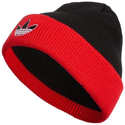 adidas Originals Sunday Cuff Beanie, Schwarz/Lebendiges Rot/Weiß, Einheitsgröße von adidas Originals