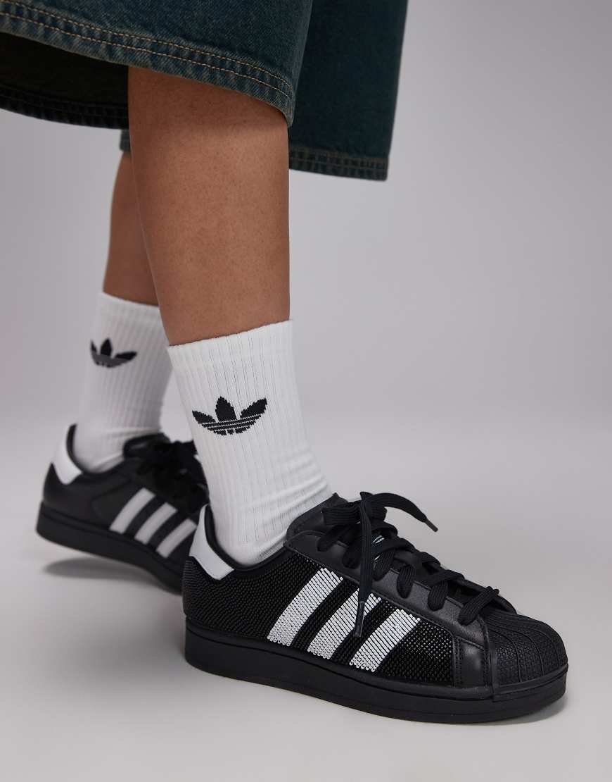 adidas Originals - Superstar II - Mit Perlen besetzte Sneaker in Schwarz und Weiß von adidas Originals