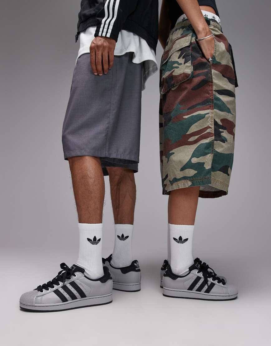 adidas Originals - Superstar II - Sneaker aus grauem und schwarzem Denim-Weiß von adidas Originals