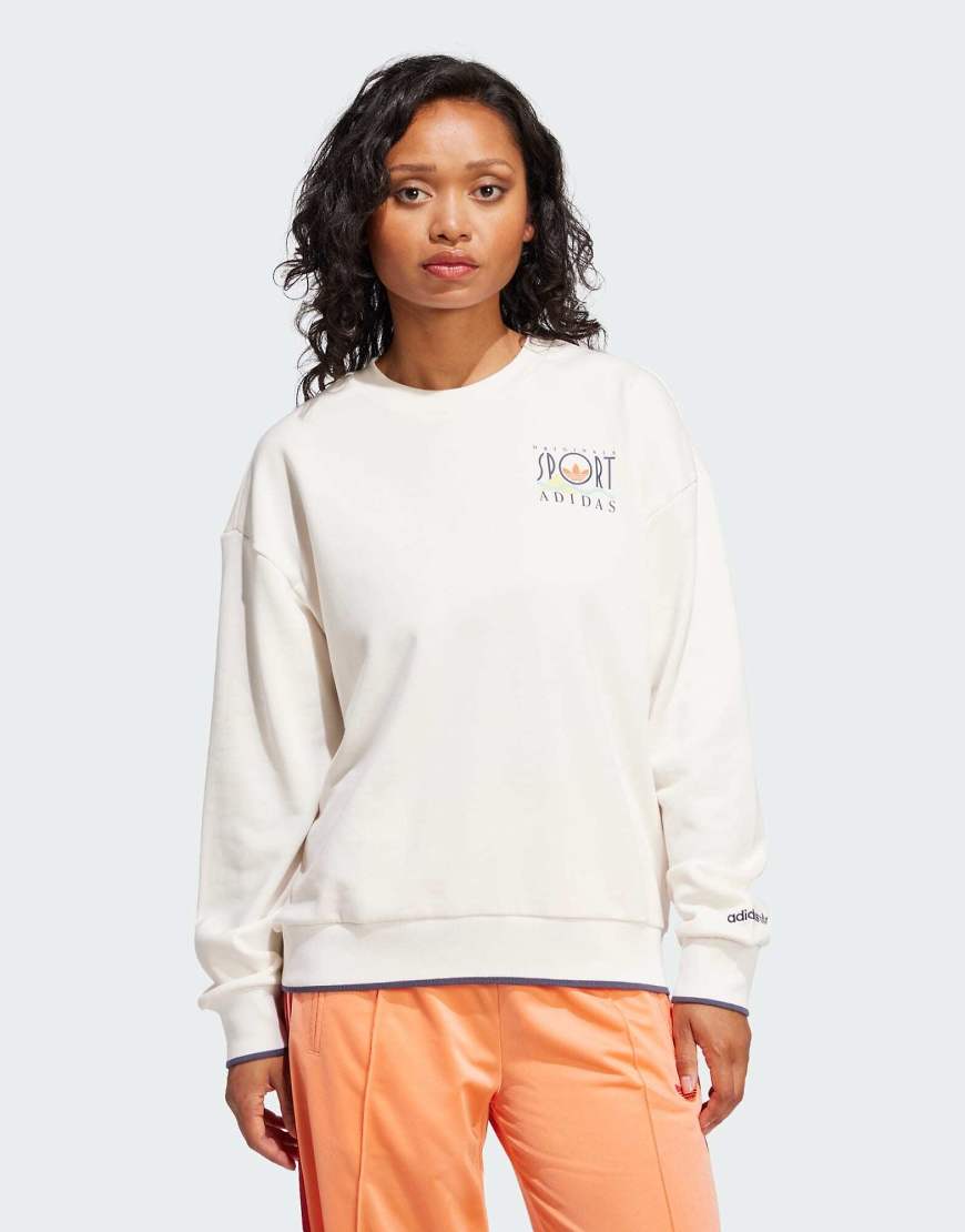 adidas Originals - Sweatshirt in Wolkenweiß mit „adidas Sports"-Print adidas Originals - Sweatshirt in Wolkenweiß mit „adidas Sports"-Print von adidas Originals