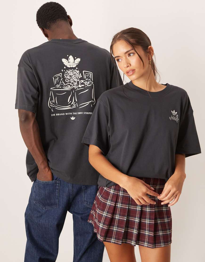 adidas Originals - T-Shirt in Anthrazit mit „Supper Club"-Grafikprint-Grau von adidas Originals