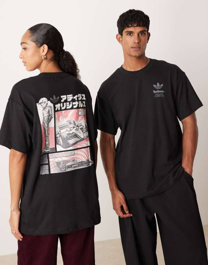 adidas Originals - T-Shirt in Schwarz mit Rennsport-Manga-Print adidas Originals - T-Shirt in Schwarz mit Rennsport-Manga-Print von adidas Originals