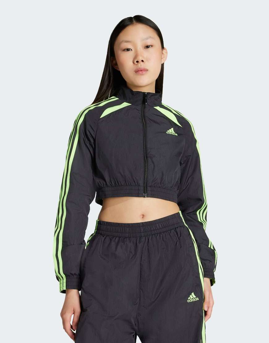 adidas Originals - Teamgeist adicolor - Cropped Trainingsoberteil in Schwarz/Signalgrün adidas Originals - Teamgeist adicolor - Cropped Trainingsoberteil in Schwarz/Signalgrün von adidas Originals