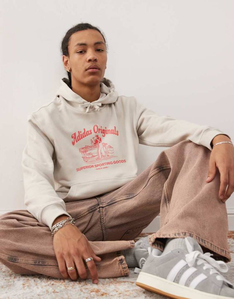 adidas Originals - Wabash - Kapuzenpullover in Grau mit Grafik von adidas Originals