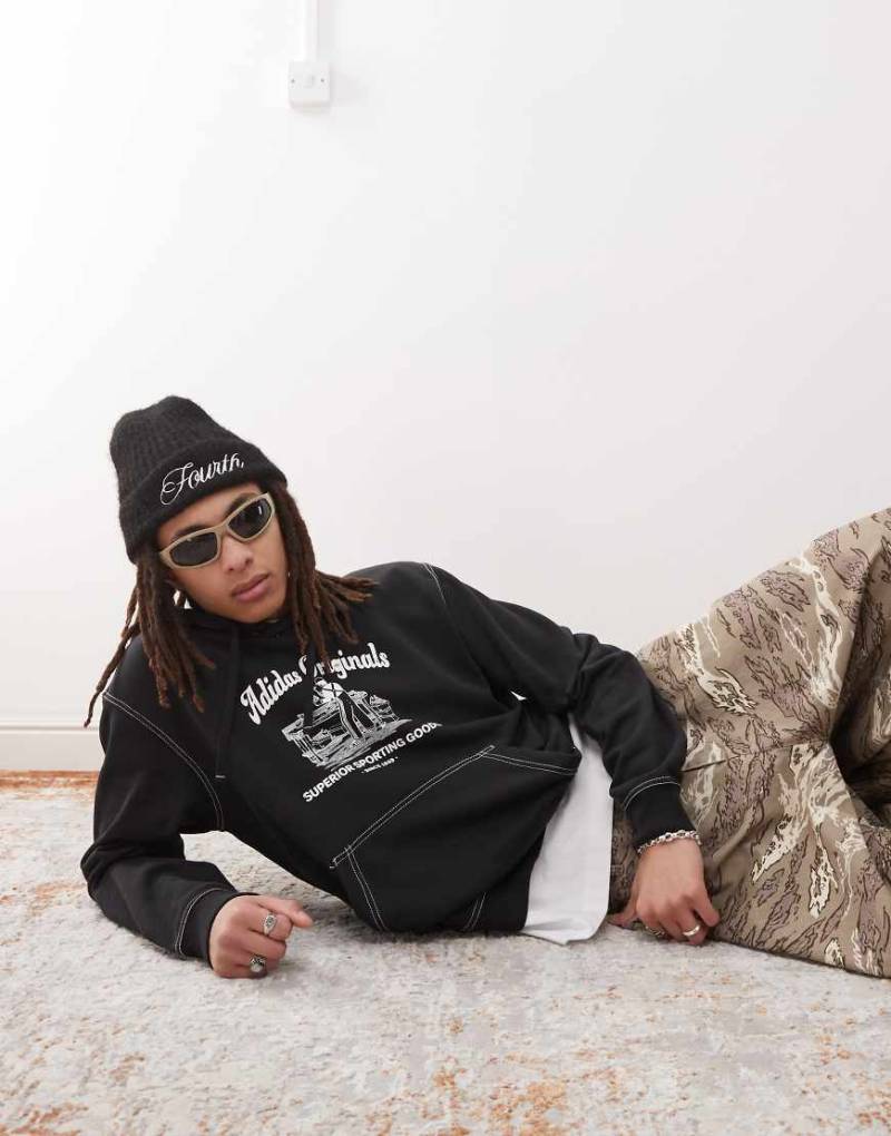 adidas Originals - Wabash - Kapuzenpullover in Schwarz mit Grafik von adidas Originals