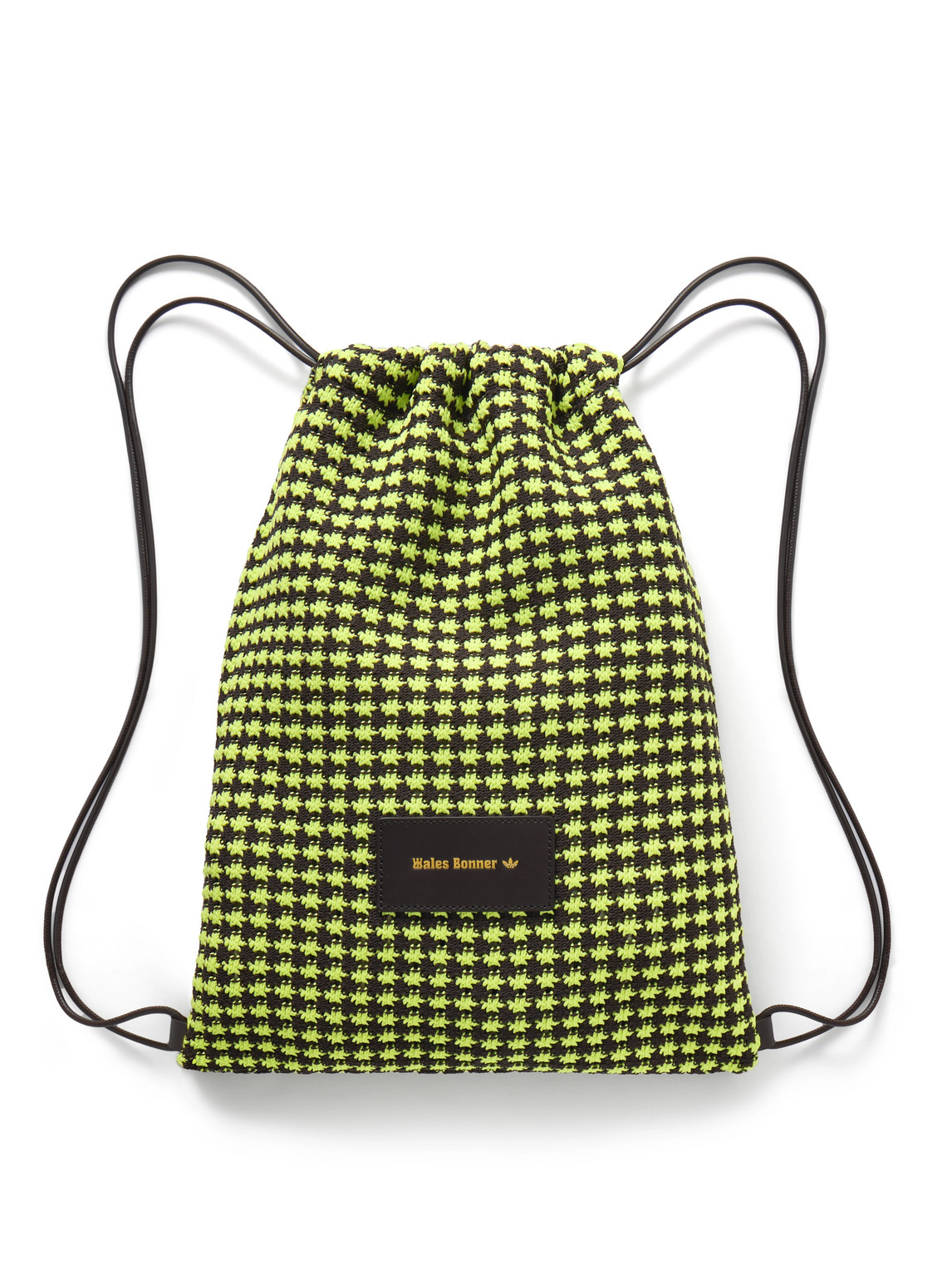 adidas Originals - Wales Bonner Faux Leather-Trimmed Crocheted Drawstring Backpack - Men - Green von adidas Originals