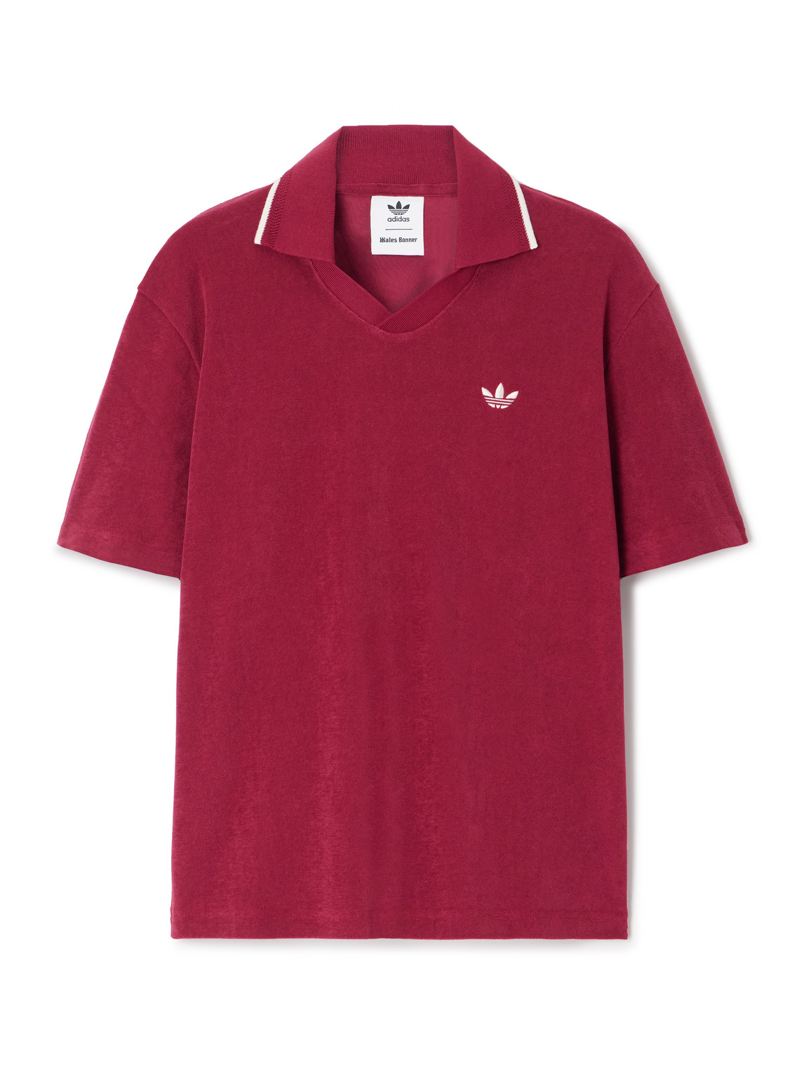 adidas Originals - Wales Bonner Logo-Embroidered Cotton-Blend Terry Polo Shirt - Men - Burgundy - S von adidas Originals