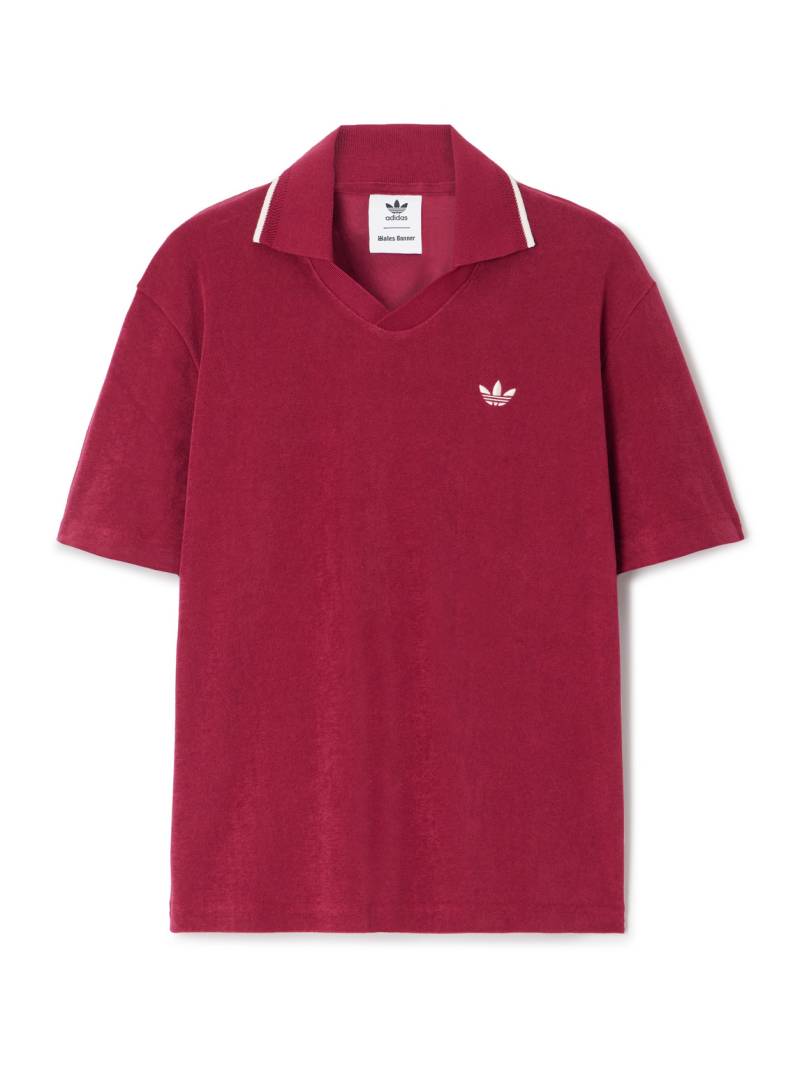 adidas Originals - Wales Bonner Logo-Embroidered Cotton-Blend Terry Polo Shirt - Men - Burgundy - S von adidas Originals