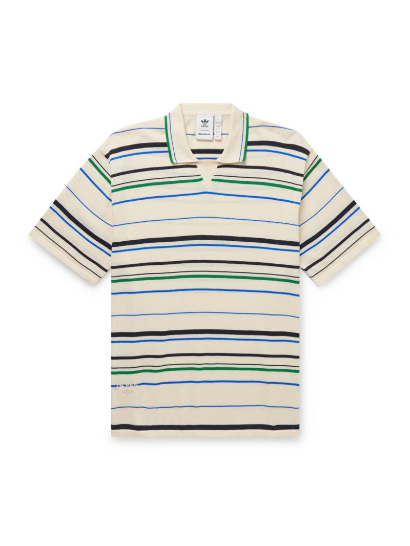 adidas Originals - Wales Bonner Striped Recycled Knitted Polo Shirt - Men - Blue - L von adidas Originals