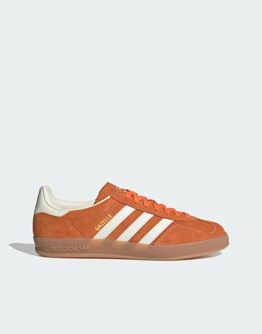 adidas Originals - adidas Gazelle - Hallenschuhe in Orange/Wollweiß/Gold-Meta von adidas Originals