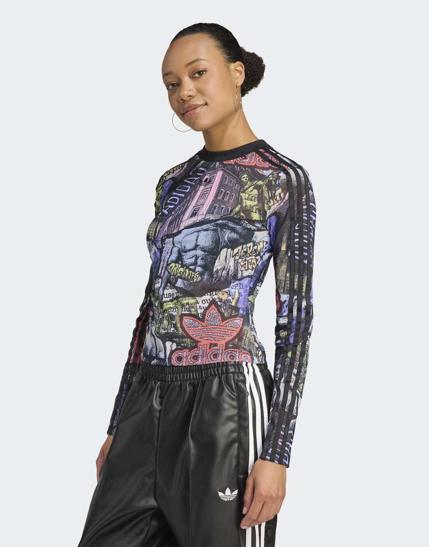 adidas Originals - adidas x Jeremy Scott - Mehrfarbiges Shirt aus Power-Mesh-Bunt von adidas Originals