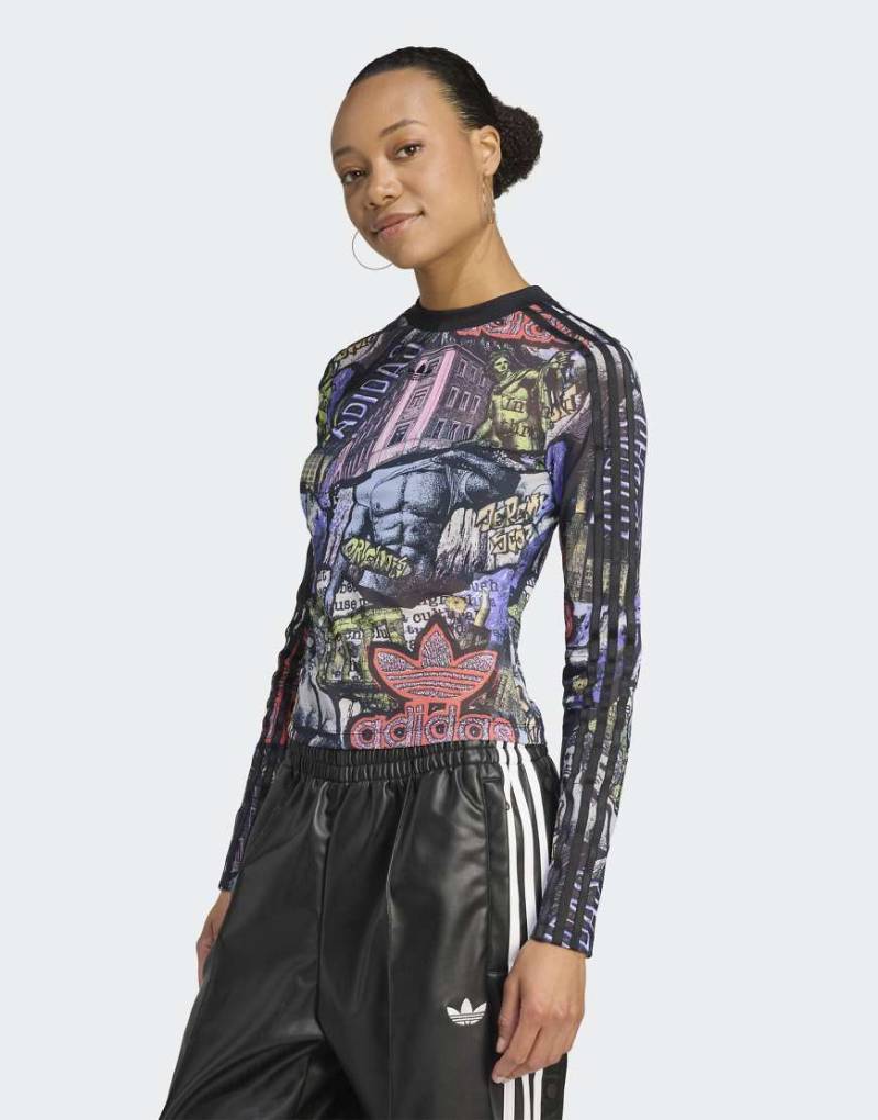 adidas Originals - adidas x Jeremy Scott - Mehrfarbiges Shirt aus Power-Mesh-Bunt von adidas Originals