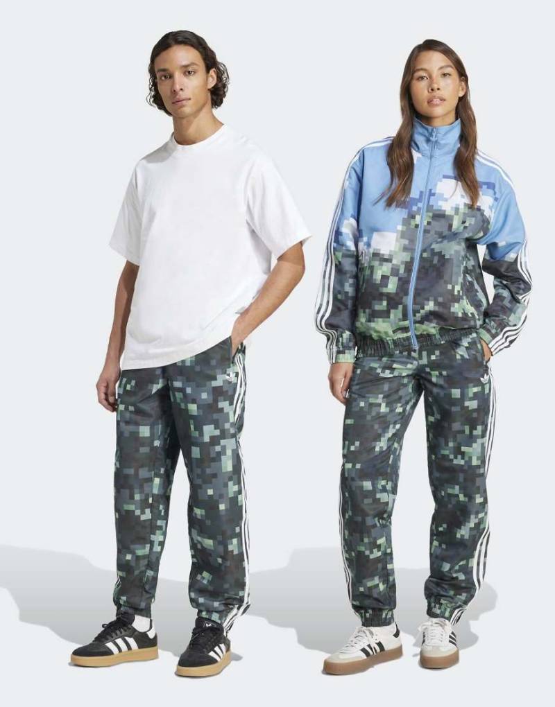 adidas Originals x Minecraft - Trainingshose in Silber Pebble / Magic Lime / von adidas Originals