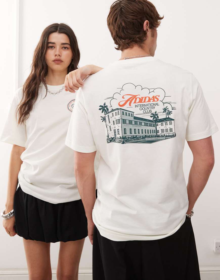 adidas Sportswear - T-Shirt in Creme mit „Country Club"-Grafikprint-Weiß von adidas Originals