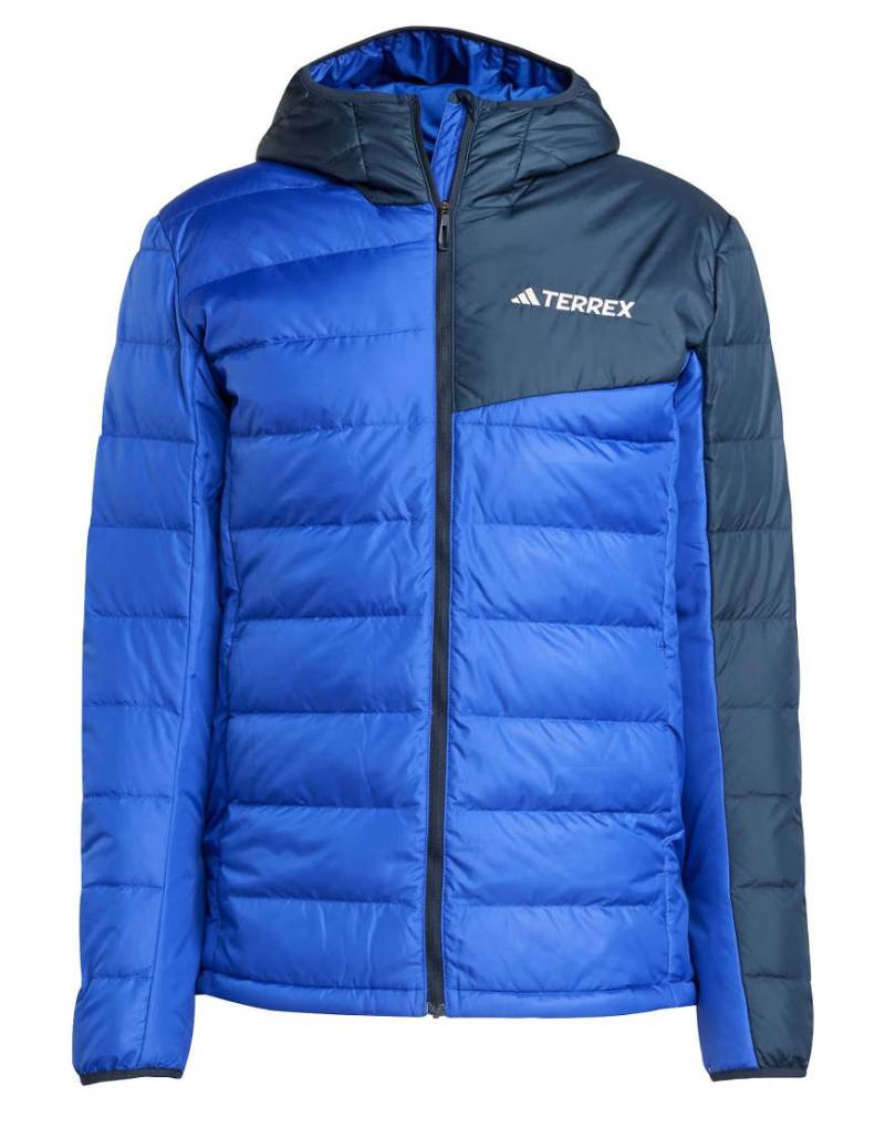 adidas Terrex - Multi - Leichte Daunenjacke in Semi Lucid Blue / Aurora Ink mit Kapuze-Blau von adidas