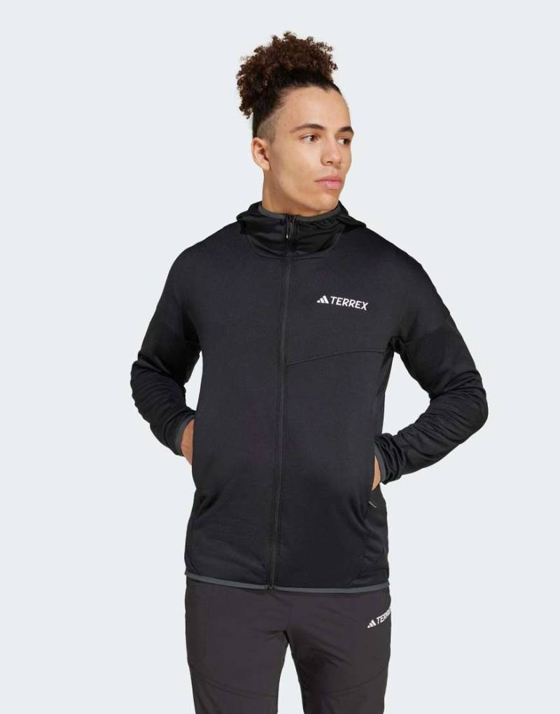 adidas Terrex - Xperior climawarm - Leichte Fleece-Jacke in Schwarz mit Kapuze von adidas