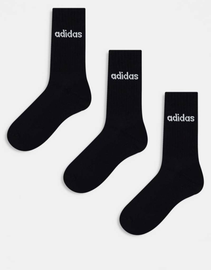 adidas Training - 3er-Pack Crew-Socken in Schwarz mit linearem Logo-Bunt von adidas Originals
